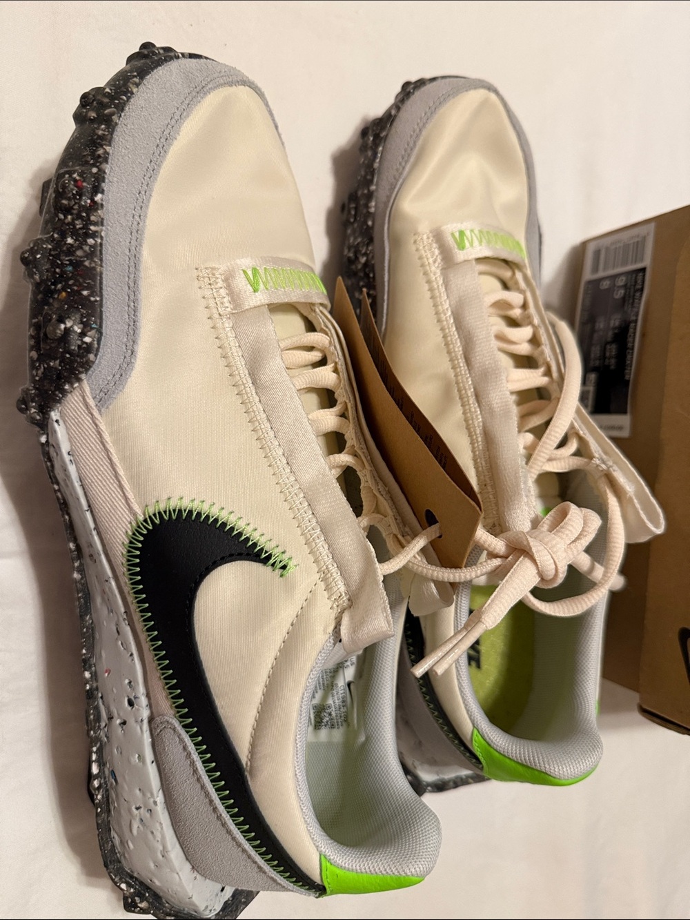 Nike Women’s Cream, Black & Neon Green Lace-Up Sneakers